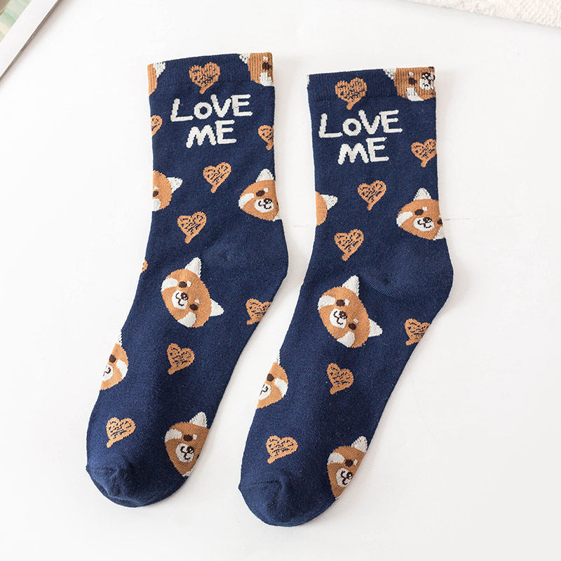 Preppy Cotton Graphic Socks