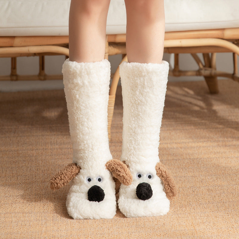 Female Plush Dog Home Socks