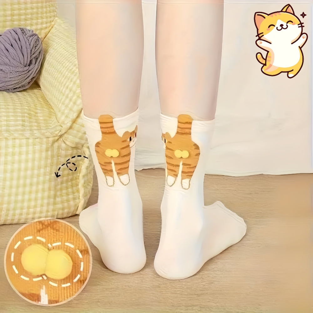 Female Cat Cotton Mid Socks