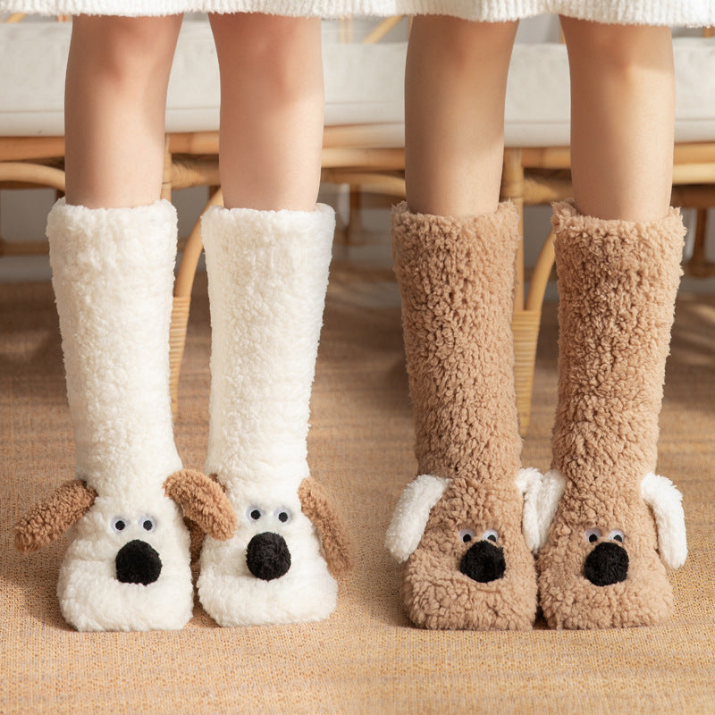 Female Plush Dog Home Socks