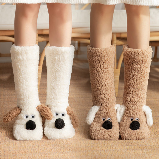Female Plush Dog Home Socks