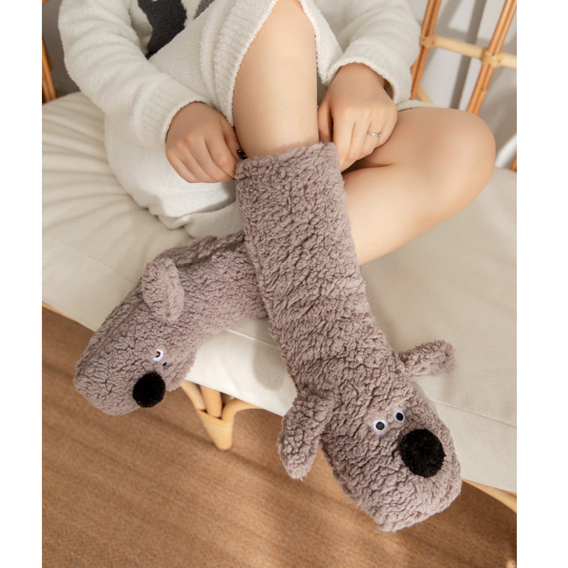 Female Plush Dog Home Socks