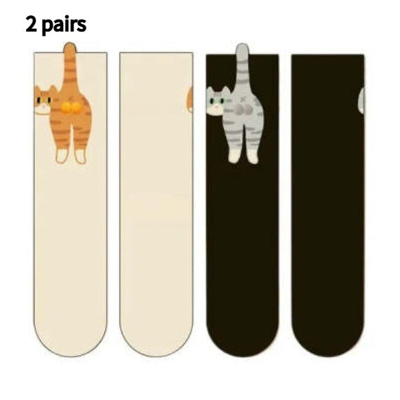Female Cat Cotton Mid Socks