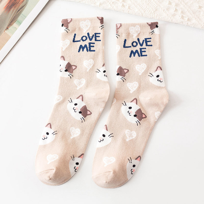 Preppy Cotton Graphic Socks