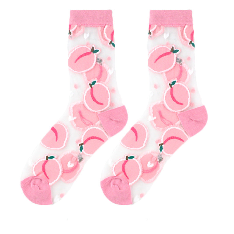 Sheer Floral Mid Socks