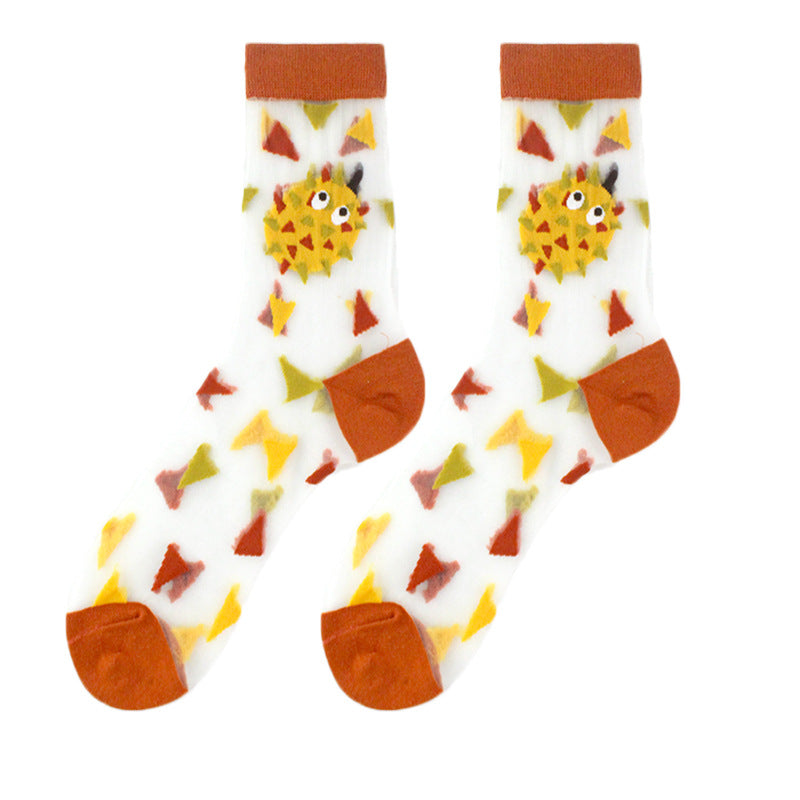 Sheer Floral Mid Socks