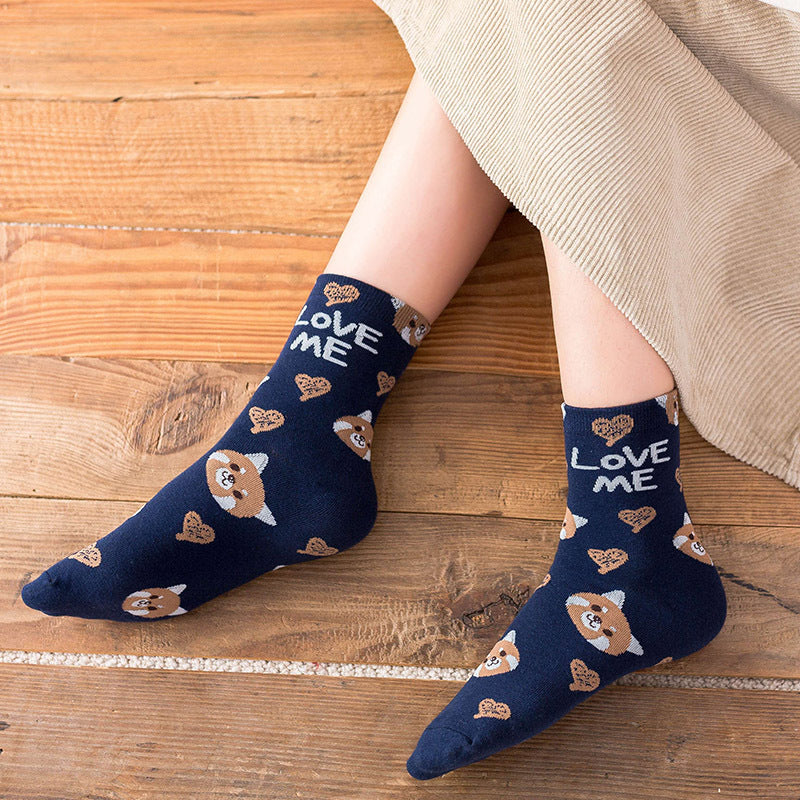 Preppy Cotton Graphic Socks