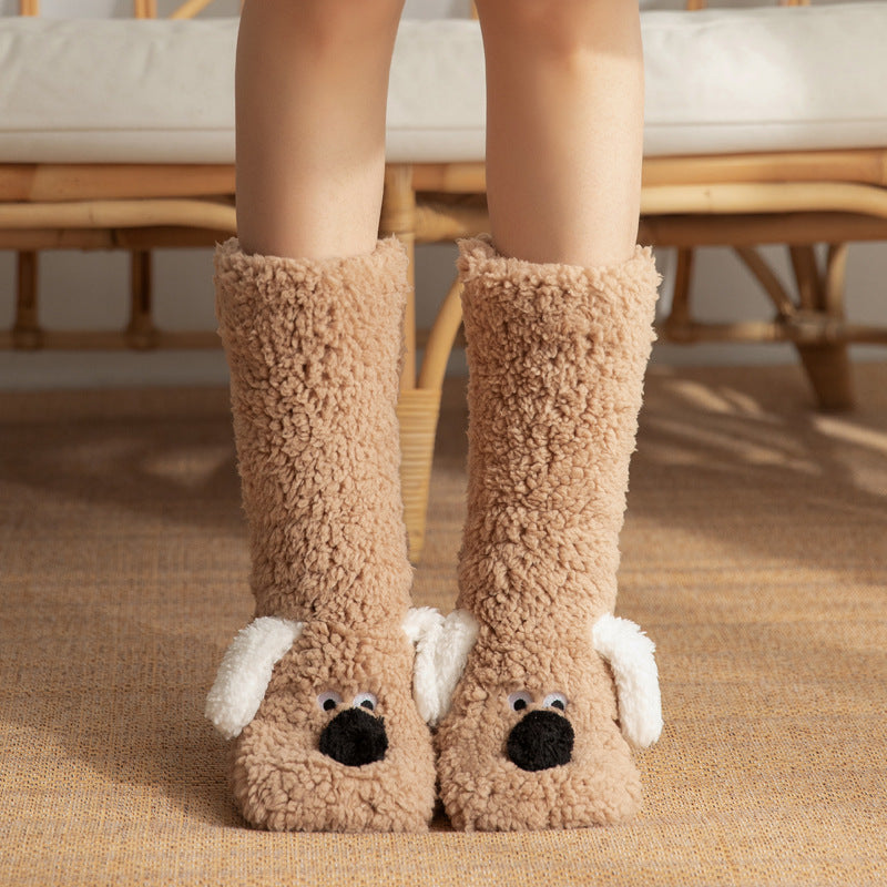 Female Plush Dog Home Socks