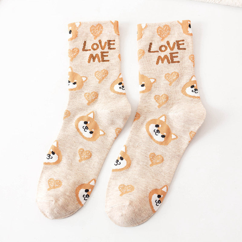 Preppy Cotton Graphic Socks