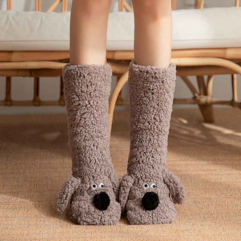 Female Plush Dog Home Socks