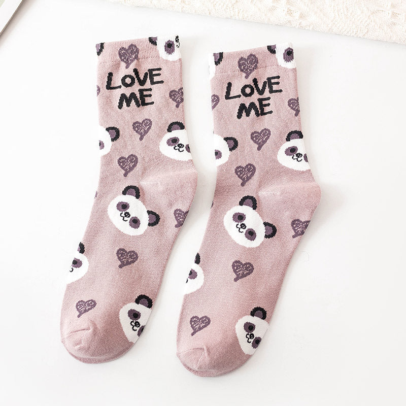 Preppy Cotton Graphic Socks