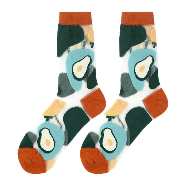 Sheer Floral Mid Socks