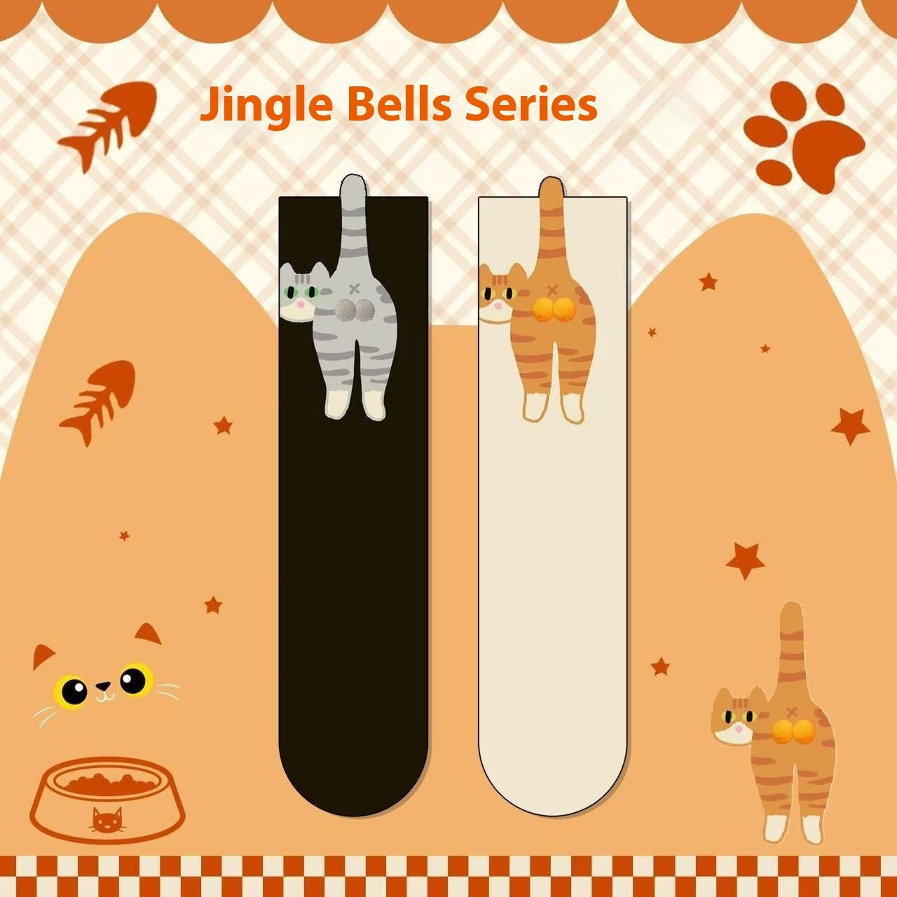 Female Cat Cotton Mid Socks