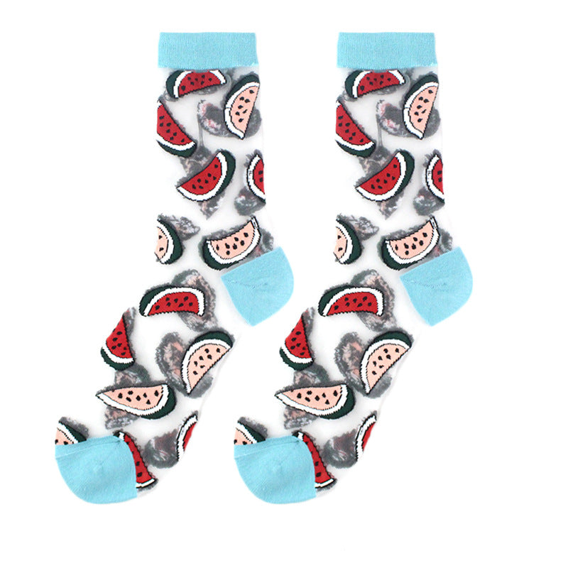 Sheer Floral Mid Socks