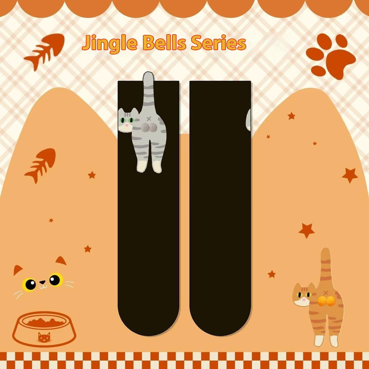 Female Cat Cotton Mid Socks