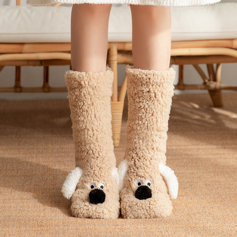 Female Plush Dog Home Socks