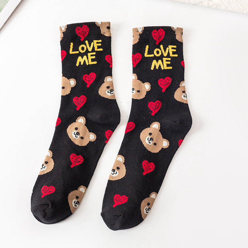 Preppy Cotton Graphic Socks