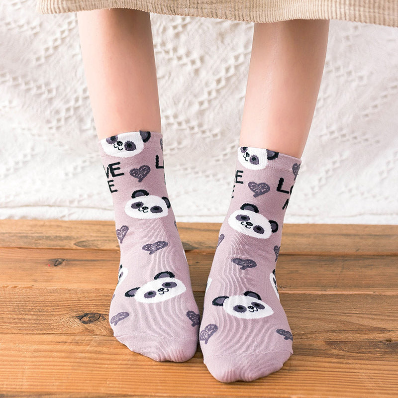 Preppy Cotton Graphic Socks