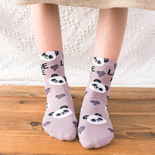 Preppy Cotton Graphic Socks