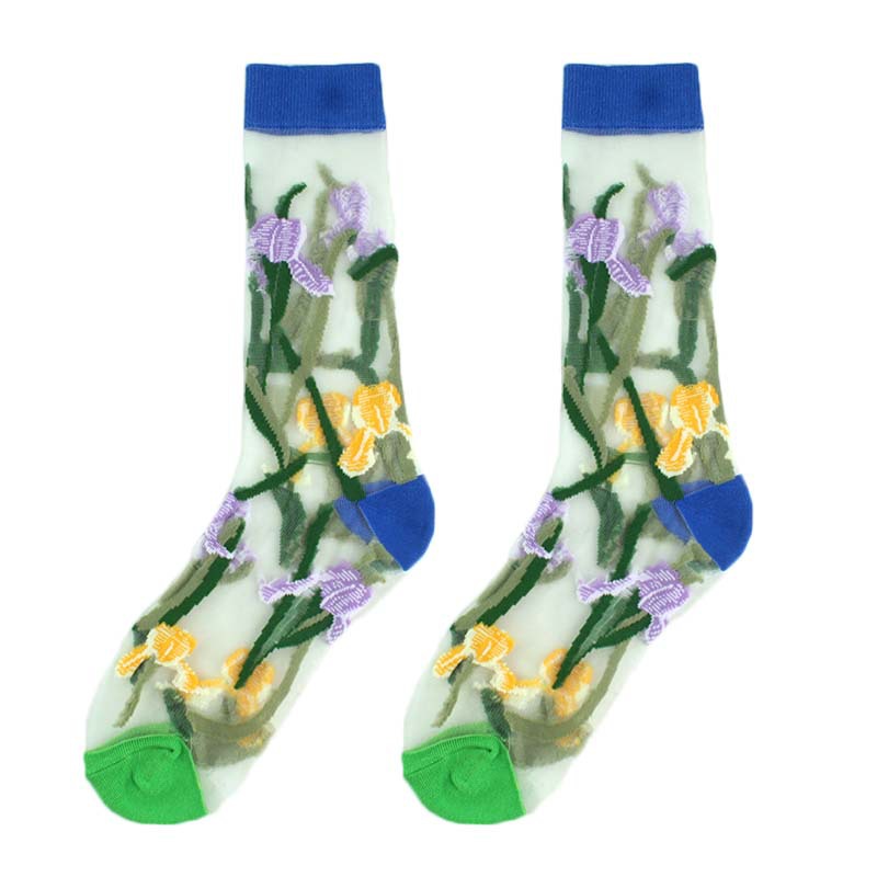 Sheer Floral Mid Socks