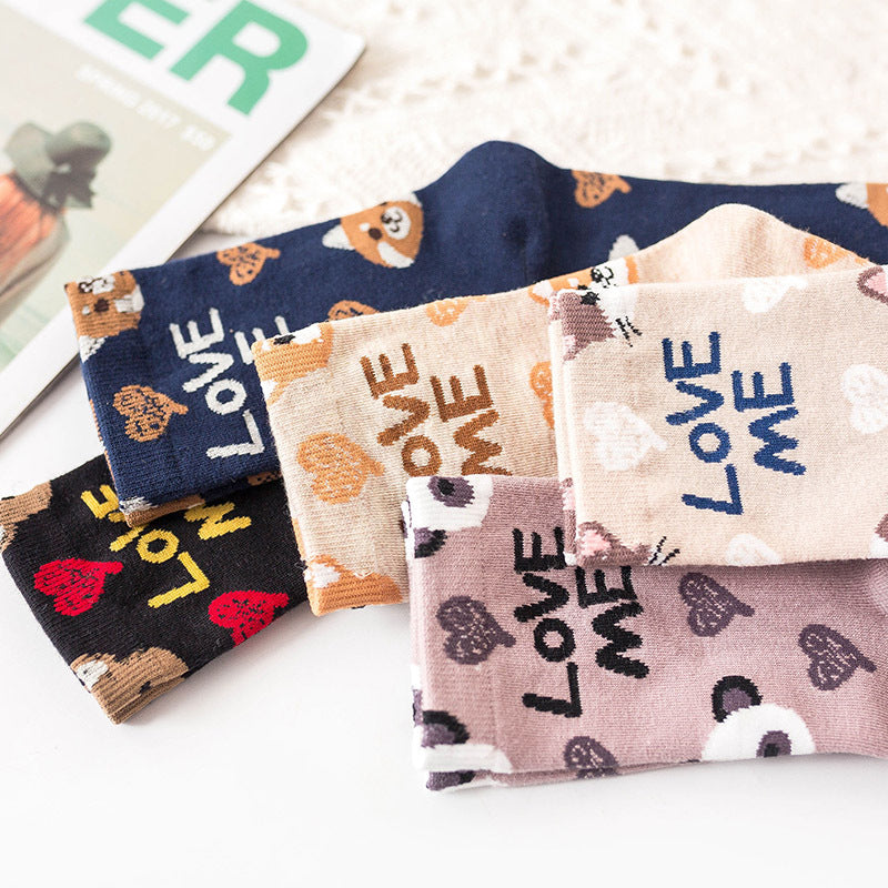 Preppy Cotton Graphic Socks