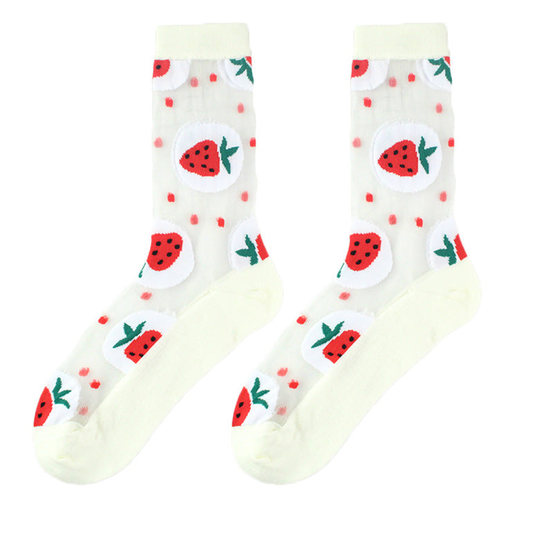 Sheer Floral Mid Socks