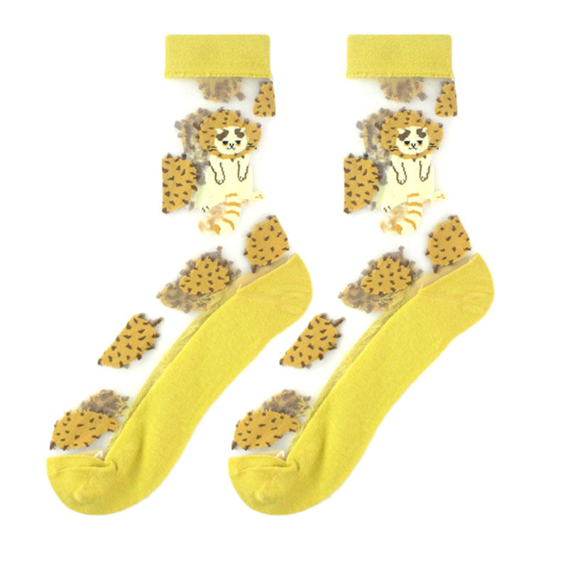 Sheer Floral Mid Socks